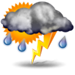 Mostly cloudy with thundershowers